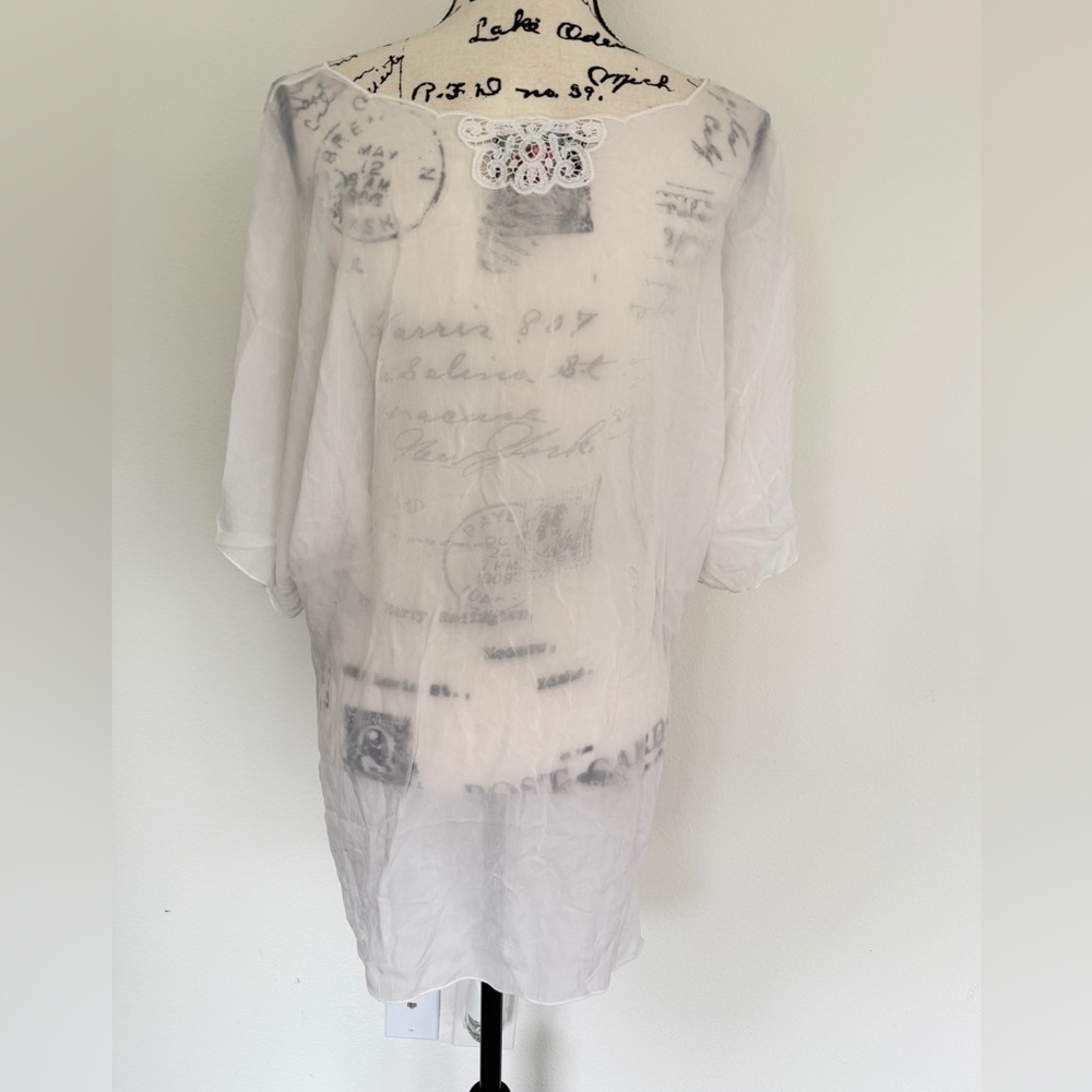 Johnny Was Tunic Blouse Lace Embroidered Ivory Sz XL Cottagecore Prairiecore - Picture 10 of 16